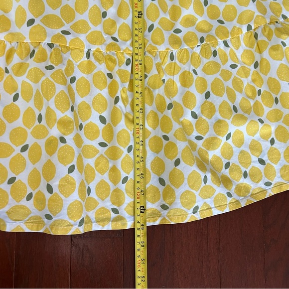 Boden May Cotton Midi Tea Dress Yellow Lemon Print Size 12R Vneck Cap Sleeve - Picture 11 of 13